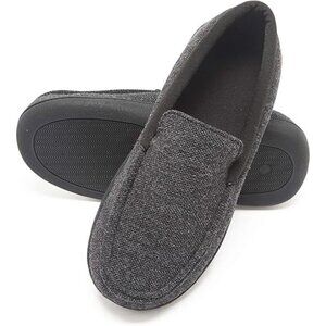 NWT Hanes Men's ComfortSoft Memory Foam Knit Venetian Moccasin Slipper -M Black